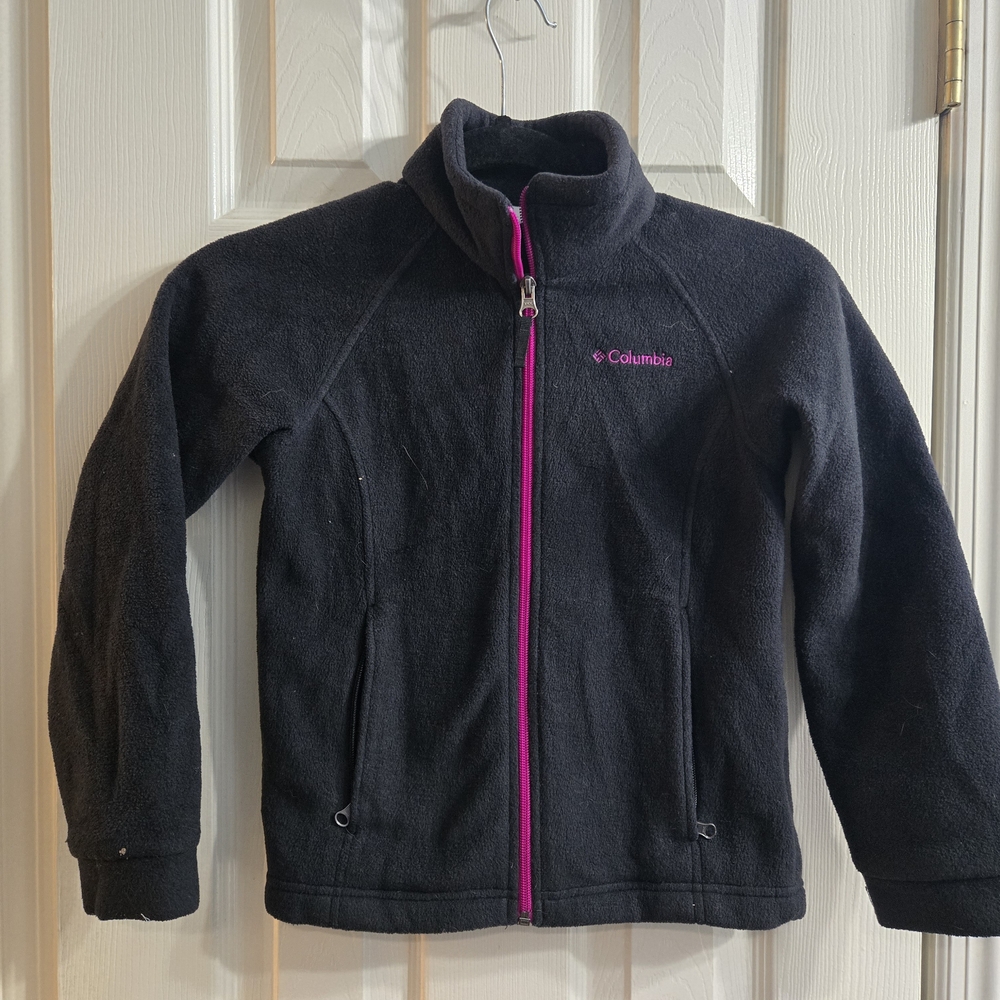 Columbia Kids Black Fleece Jacket with Pink Zipper